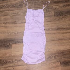 Lilac Ruched Spaghetti Strap Dress